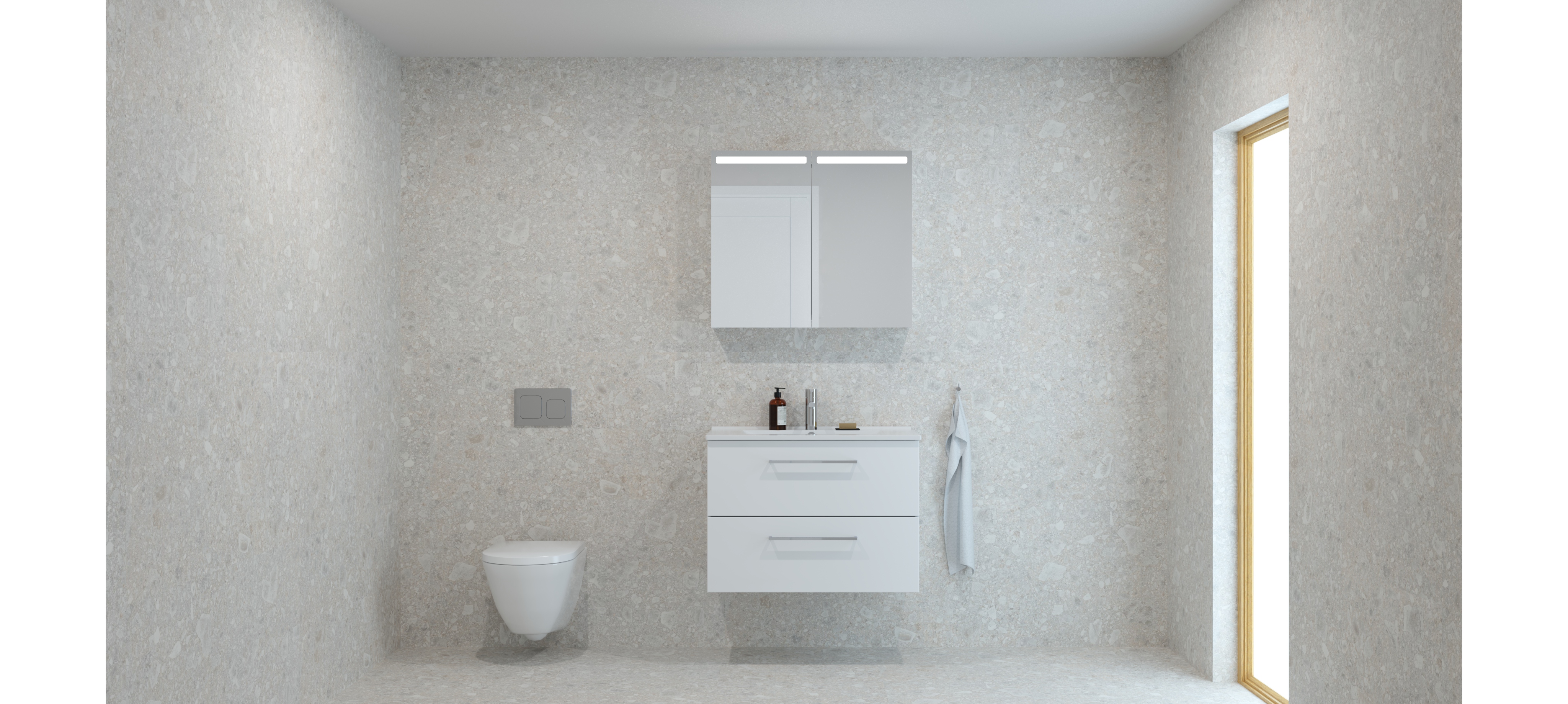 Dansani Mido+ Top spejlskab 80 cm, hvid blank