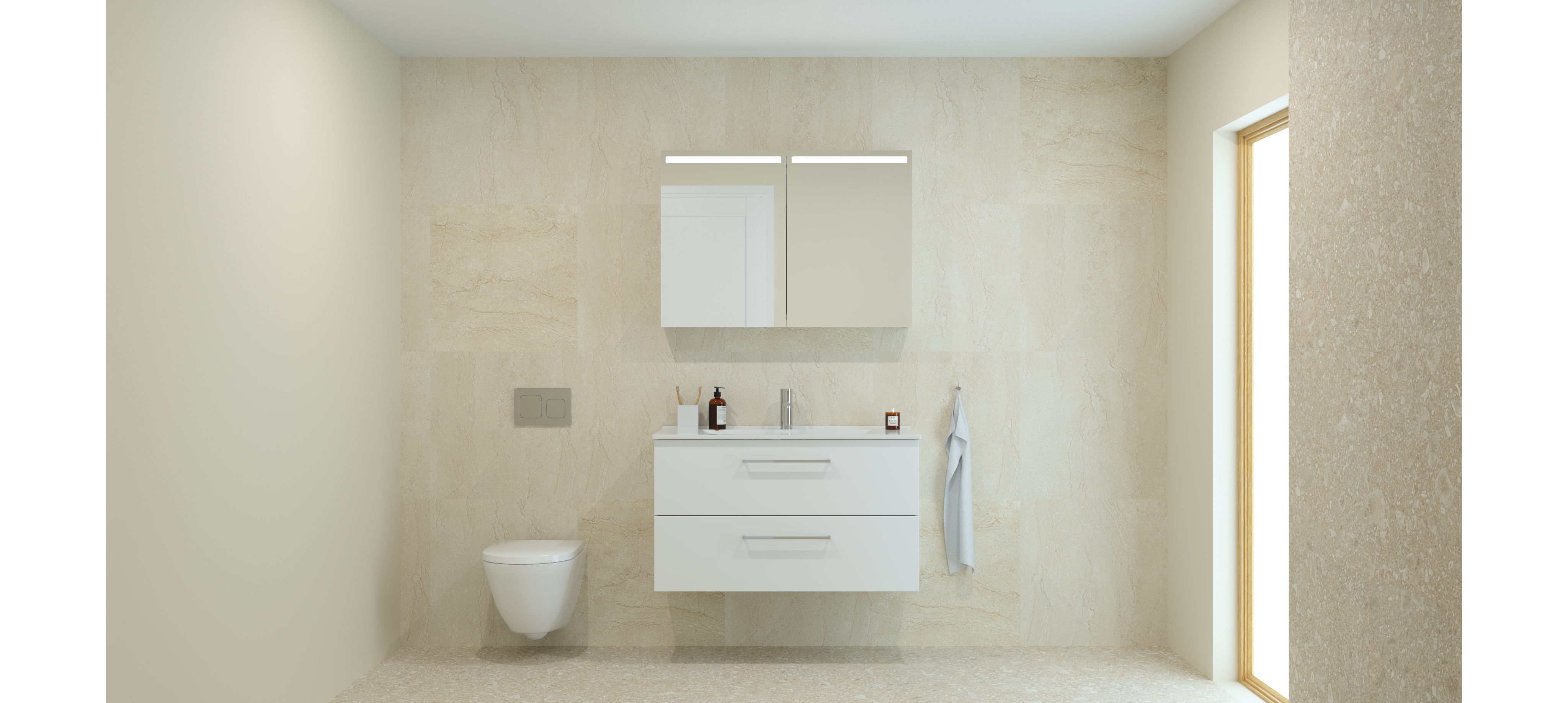 Dansani Mido+ Top spejlskab 100 cm, hvid blank