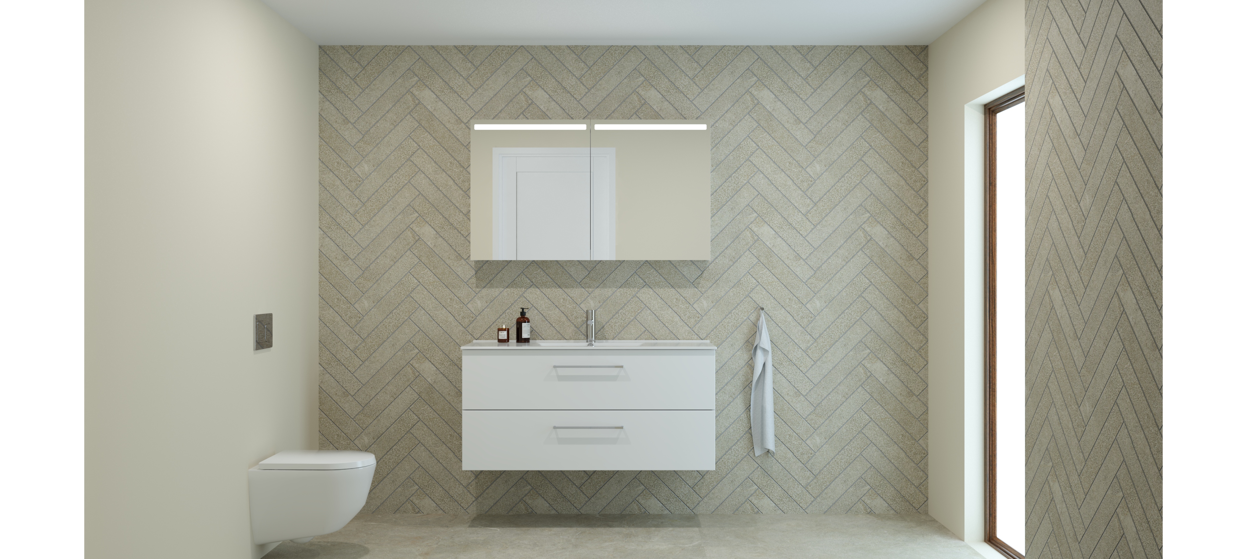Dansani Mido+ Top spejlskab 120 cm, hvid blank