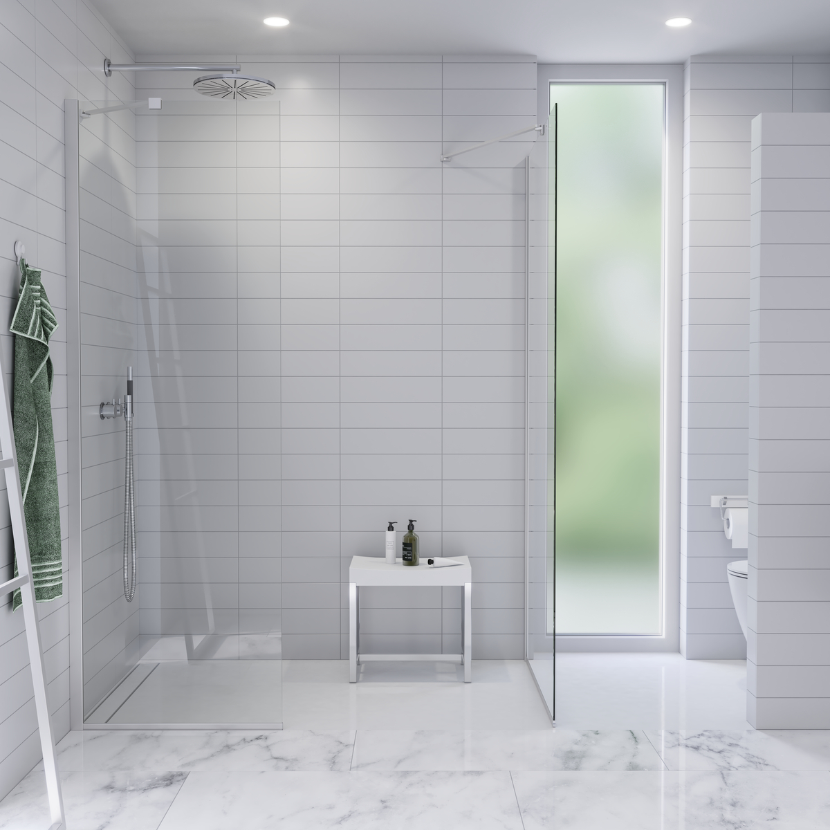 Dansani Fast væg H:197,8*67-69 cm satin/klart glas